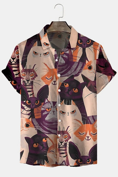 Meeste avara lõikega Hawaii särk, lühikeste varrukatega pealuu mustriga särk, suvine vabaaja tavaline nööbiga pluus, rannastiilis T-särk fo