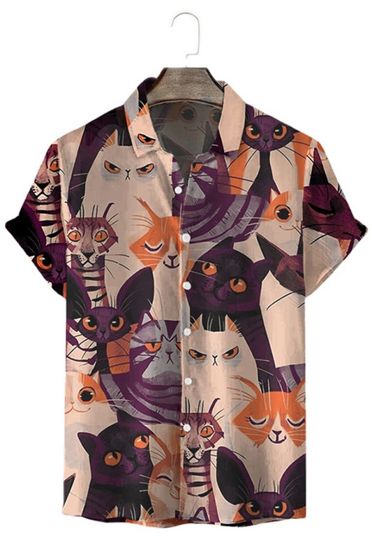 Meeste avara lõikega Hawaii särk, lühikeste varrukatega pealuu mustriga särk, suvine vabaaja tavaline nööbiga pluus, rannastiilis T-särk fo