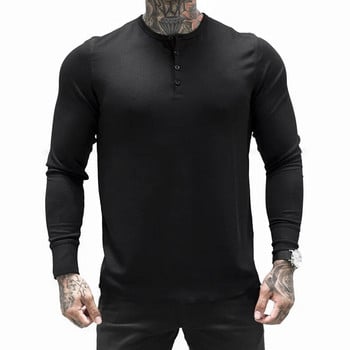 2022 New Man Fashion T-shirt Casual Fashion Απλό χρώμα μακρυμάνικο υψηλής ποιότητας λεπτό μπλουζάκι πόλο ανδρικό μπλουζάκι γυμναστικής γυμναστικής