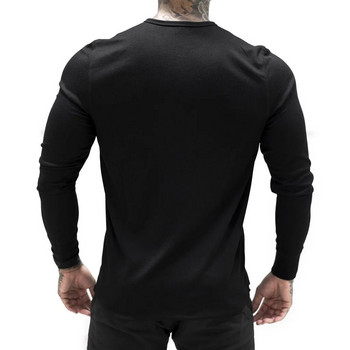 2022 New Man Fashion T-shirt Casual Fashion Απλό χρώμα μακρυμάνικο υψηλής ποιότητας λεπτό μπλουζάκι πόλο ανδρικό μπλουζάκι γυμναστικής γυμναστικής