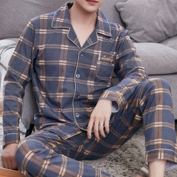 SUO&CHAO 100% βαμβακερές πιτζάμες για ανδρικά χαλαρά καρό πυτζάμες πιτζάμες σπίτι νυχτικά νυχτικά