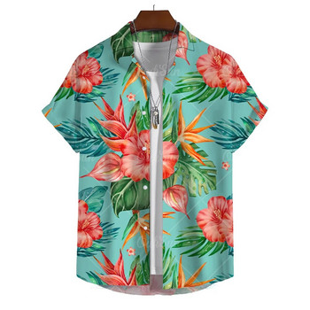 Καλοκαιρινά πουκάμισα για άντρες Τρισδιάστατα γραφικά εκτύπωσης Κοντομάνικα πουκάμισα και μπλούζα Casual Beach Holiday Top Oversized Μπλουζάκι Ανδρικά Ρούχα