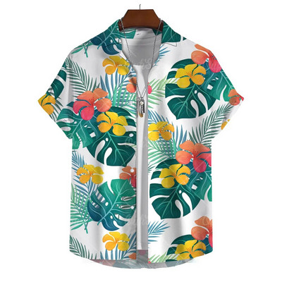 Летни ризи за мъже Ризи и блуза с 3D графика с щампи Ежедневни плажни празнични топове Голяма тениска Мъжко облекло