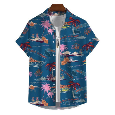 Vasariniai vyriški marškinėliai su 3D grafine spauda trumpomis rankovėmis marškiniai ir palaidinė Laisvalaikio paplūdimio atostogų viršaus dideli marškinėliai Vyriški drabužiai