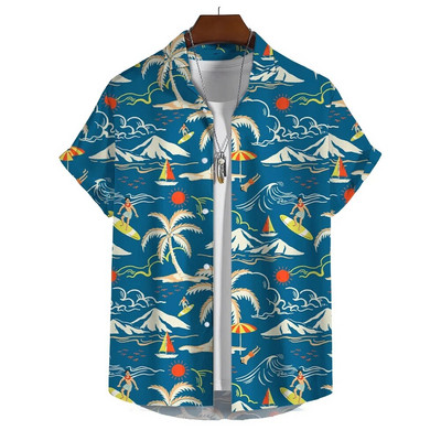 Vasariniai vyriški marškinėliai su 3D grafine spauda trumpomis rankovėmis marškiniai ir palaidinė Laisvalaikio paplūdimio atostogų viršaus dideli marškinėliai Vyriški drabužiai