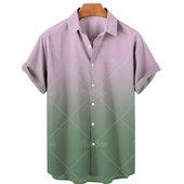 Meeste Hawaii stiilis suvine trükitud särk vabaaja moe gradientmustriga Harajuku lühikeste varrukatega ülemine rev, üherealine luksuslik