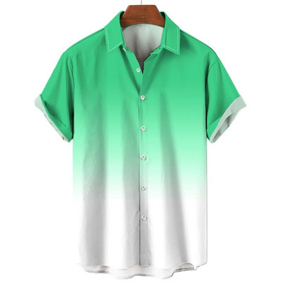 Meeste Hawaii stiilis suvine trükitud särk vabaaja moe gradientmustriga Harajuku lühikeste varrukatega ülemine rev, üherealine luksuslik