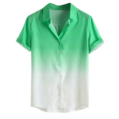 Meeste Hawaii stiilis suvine trükitud särk vabaaja moe gradientmustriga Harajuku lühikeste varrukatega ülemine rev, üherealine luksuslik