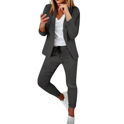 Costume de damă de afaceri pentru birou, cu pantaloni, costum și pantaloni cu mânecă lungă pentru damă, primăvară, toamnă, slim fit, set în două piese, ținute de stradă