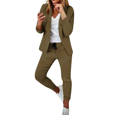 Costume de damă de afaceri pentru birou, cu pantaloni, costum și pantaloni cu mânecă lungă pentru damă, primăvară, toamnă, slim fit, set în două piese, ținute de stradă