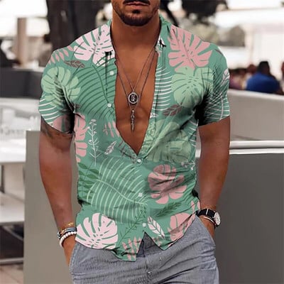 Vīriešu havajiešu krekli ar ziediem, lapām elegants ziedu raksts, augstas kvalitātes sabiedrība, sabiedrisks ikdienas brīvdienu modes grezns apģērbs