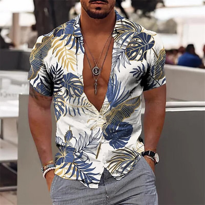 Vīriešu havajiešu krekli ar ziediem, lapām elegants ziedu raksts, augstas kvalitātes sabiedrība, sabiedrisks ikdienas brīvdienu modes grezns apģērbs