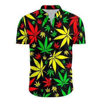 Green Weed Leaf 3D риза Хавайска риза Мъжка лятна риза с къс ръкав Мъжки ризи 2023 Голяма 5XL риза Streetwear Свободни тениски