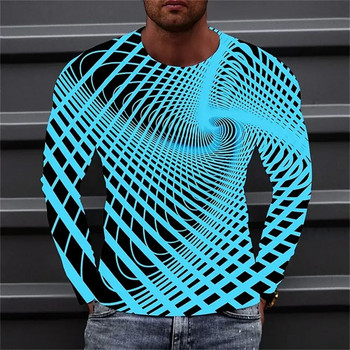 Мъжка тениска Тениска Графичен градиент Облекло с кръгло деколте Облекло 3D принт На открито Ежедневен принт с дълъг ръкав Моден дизайнер Ретро