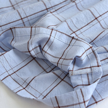 Японски летни изпрани памучни едноредови мъжки къси панталони с голяма решетка, памучни обикновени домашни панталони с пет точки, тънки пижами