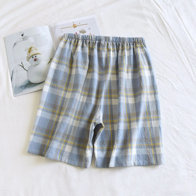 Japanske ljetne isprane pamučne jednostruke muške kratke hlače s velikom mrežom pamučne jednostavne kućne hlače na pet točaka tanke pidžame