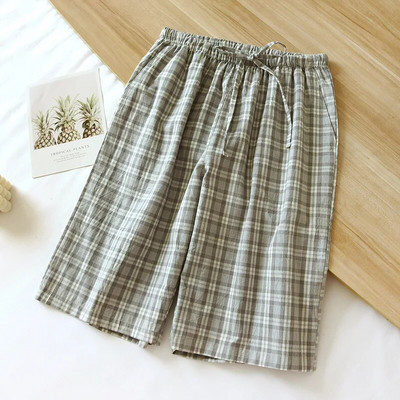 Japanske ljetne isprane pamučne jednostruke muške kratke hlače s velikom mrežom pamučne jednostavne kućne hlače na pet točaka tanke pidžame