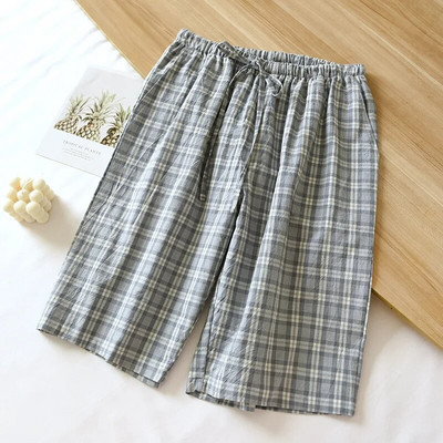 Japanske ljetne isprane pamučne jednostruke muške kratke hlače s velikom mrežom pamučne jednostavne kućne hlače na pet točaka tanke pidžame