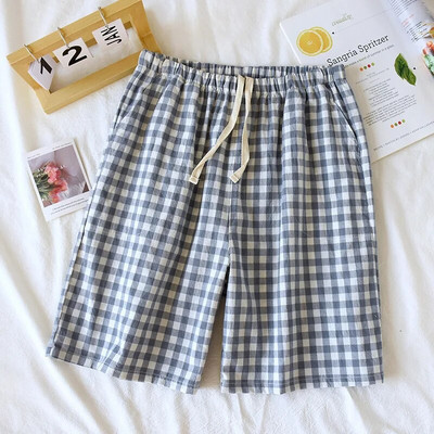 Japanske ljetne isprane pamučne jednostruke muške kratke hlače s velikom mrežom pamučne jednostavne kućne hlače na pet točaka tanke pidžame