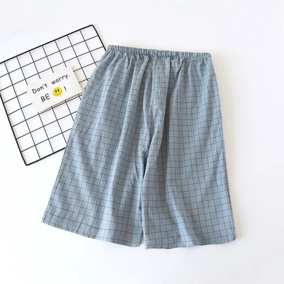 Japanske ljetne isprane pamučne jednostruke muške kratke hlače s velikom mrežom pamučne jednostavne kućne hlače na pet točaka tanke pidžame