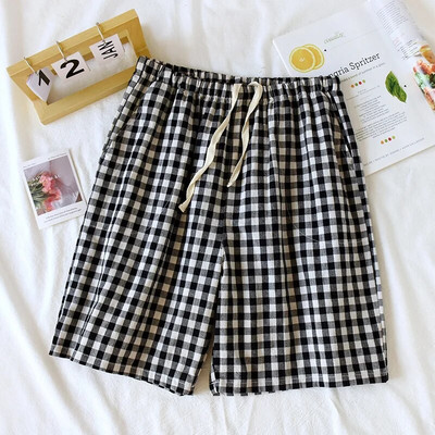 Japanske ljetne isprane pamučne jednostruke muške kratke hlače s velikom mrežom pamučne jednostavne kućne hlače na pet točaka tanke pidžame