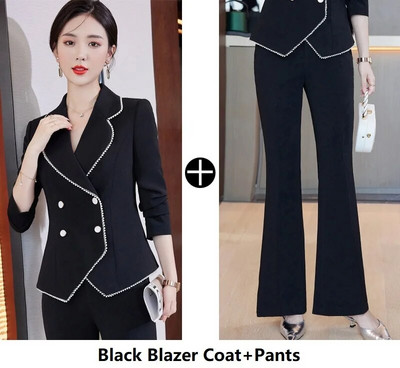 Elegantsed lillad naiste ametlikud professionaalsed äriülikonnad pükste ja jakkidega Mantel Karjääriintervjuu Püksteülikonnad Pükstekomplekt