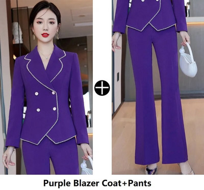 Elegantsed lillad naiste ametlikud professionaalsed äriülikonnad pükste ja jakkidega Mantel Karjääriintervjuu Püksteülikonnad Pükstekomplekt