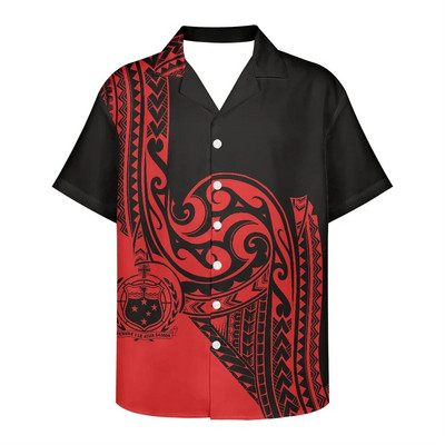 Férfi nyári ing Ruházat Rövid ujjú polinéz törzsi tetoválás minta Hawaii virág alkalmi laza, légáteresztő design ing