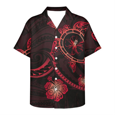 Férfi nyári ing Ruházat Rövid ujjú polinéz törzsi tetoválás minta Hawaii virág alkalmi laza, légáteresztő design ing