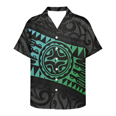 Férfi nyári ing Ruházat Rövid ujjú polinéz törzsi tetoválás minta Hawaii virág alkalmi laza, légáteresztő design ing