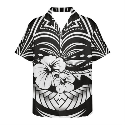 Férfi nyári ing Ruházat Rövid ujjú polinéz törzsi tetoválás minta Hawaii virág alkalmi laza, légáteresztő design ing