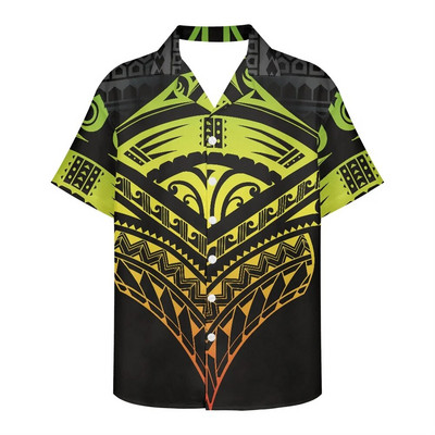 Férfi nyári ing Ruházat Rövid ujjú polinéz törzsi tetoválás minta Hawaii virág alkalmi laza, légáteresztő design ing