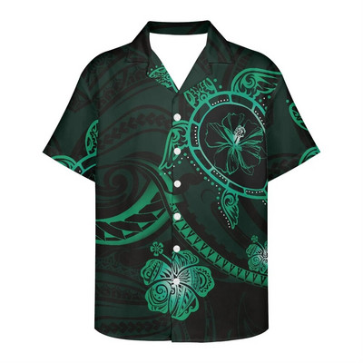 Férfi nyári ing Ruházat Rövid ujjú polinéz törzsi tetoválás minta Hawaii virág alkalmi laza, légáteresztő design ing