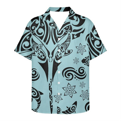 Férfi nyári ing Ruházat Rövid ujjú polinéz törzsi tetoválás minta Hawaii virág alkalmi laza, légáteresztő design ing