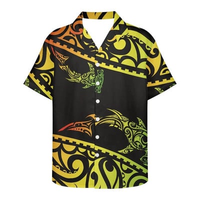 Férfi nyári ing Ruházat Rövid ujjú polinéz törzsi tetoválás minta Hawaii virág alkalmi laza, légáteresztő design ing