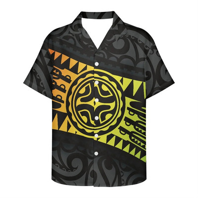 Férfi nyári ing Ruházat Rövid ujjú polinéz törzsi tetoválás minta Hawaii virág alkalmi laza, légáteresztő design ing