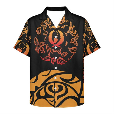 Férfi nyári ing Ruházat Rövid ujjú polinéz törzsi tetoválás minta Hawaii virág alkalmi laza, légáteresztő design ing