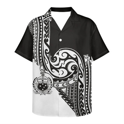 Férfi nyári ing Ruházat Rövid ujjú polinéz törzsi tetoválás minta Hawaii virág alkalmi laza, légáteresztő design ing
