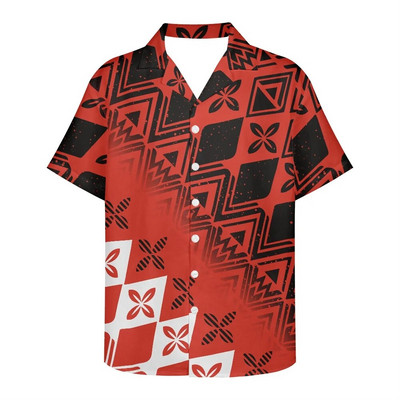Férfi nyári ing Ruházat Rövid ujjú polinéz törzsi tetoválás minta Hawaii virág alkalmi laza, légáteresztő design ing