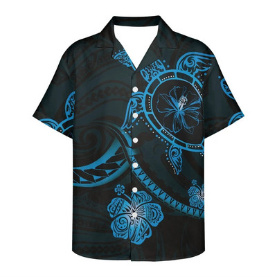 Férfi nyári ing Ruházat Rövid ujjú polinéz törzsi tetoválás minta Hawaii virág alkalmi laza, légáteresztő design ing