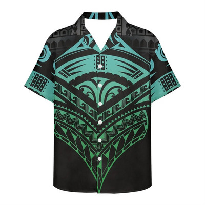 Férfi nyári ing Ruházat Rövid ujjú polinéz törzsi tetoválás minta Hawaii virág alkalmi laza, légáteresztő design ing