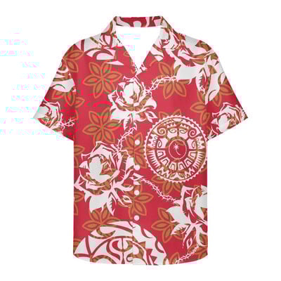 Férfi nyári ing Ruházat Rövid ujjú polinéz törzsi tetoválás minta Hawaii virág alkalmi laza, légáteresztő design ing