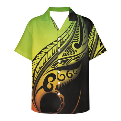 Férfi nyári ing Ruházat Rövid ujjú polinéz törzsi tetoválás minta Hawaii virág alkalmi laza, légáteresztő design ing