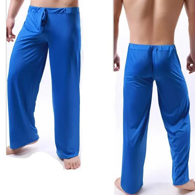 Sleep Férfi Hálóruha Lásd Soft Through Pants Pj Nadrág Átlátszó hálóruha Selyem Pizsama Alsó Férfi Otthon Jég