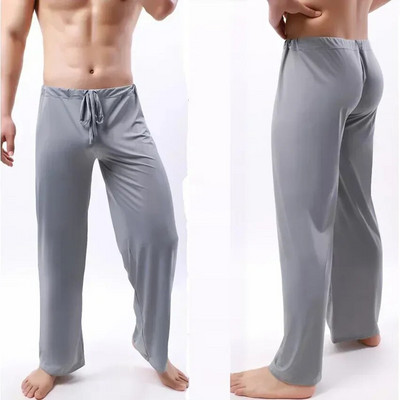 Sleep Férfi Hálóruha Lásd Soft Through Pants Pj Nadrág Átlátszó hálóruha Selyem Pizsama Alsó Férfi Otthon Jég