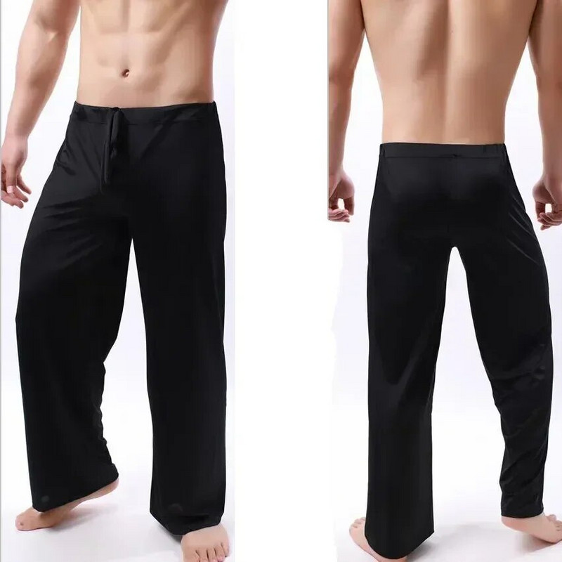 Sleep Férfi Hálóruha Lásd Soft Through Pants Pj Nadrág Átlátszó hálóruha Selyem Pizsama Alsó Férfi Otthon Jég