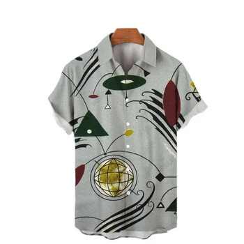 Ανδρικά πουκάμισα με κοντό μανίκι Γεωμετρικά περιστασιακά ανδρικά κοινωνικά πολυτελή ανδρικά ρούχα σχεδιαστών της Χαβάης Κομψή κλασική μόδα