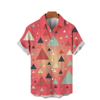 Ανδρικά πουκάμισα με κοντό μανίκι Γεωμετρικά περιστασιακά ανδρικά κοινωνικά πολυτελή ανδρικά ρούχα σχεδιαστών της Χαβάης Κομψή κλασική μόδα