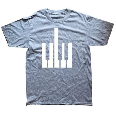 Piano Keyboard Vintage Heartbeat Jazz Pianists zenész póló Vicces unisex grafikai divat új pamut rövid ujjú pólók