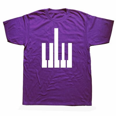 Piano Keyboard Vintage Heartbeat Jazz Pianists zenész póló Vicces unisex grafikai divat új pamut rövid ujjú pólók